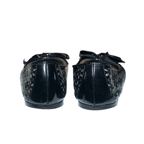 PRADA Black Patent Leather Lasercut Bow Ballet Flats Size 40 In Box - Picture 7 of 9